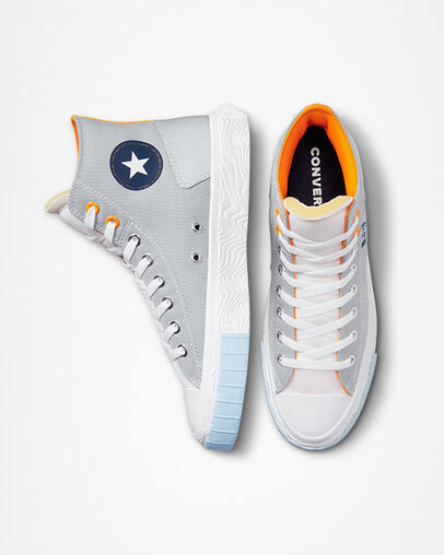 Chuck Taylor Alt Star Reflective Shine Pierre de cendre/Blanc/Rayon du soleil, Top and Side View