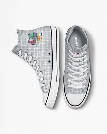 Chuck Taylor All Star Color Grid Dk Smoke Grey/Multi, Top and Side View