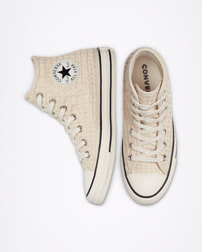 Raffia Chuck Taylor All Star Ivoire naturel/Aigrette/Noir, Top and Side View