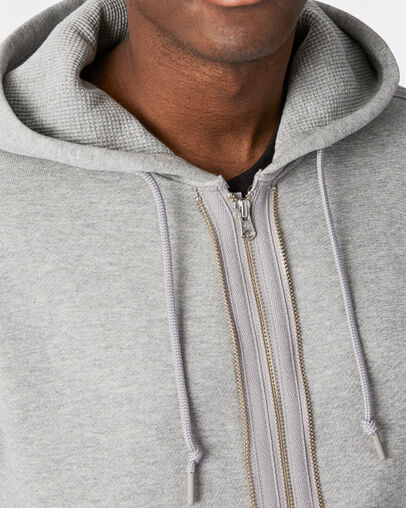 Utility Fleece Full-Zip Hoodie Vintage Grey Heather, Detail View