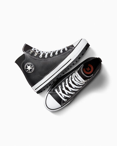 Chuck Taylor All Star City Trek Waterproof Boot Black/White/Silver, Angled View