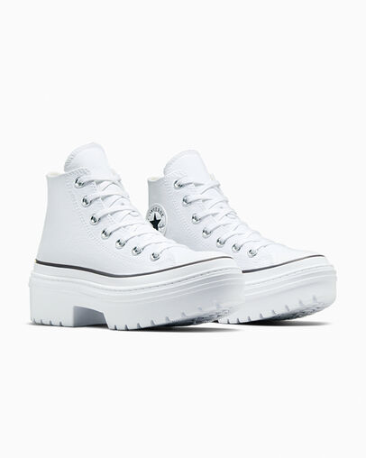 Chuck Taylor All Star Lugged Heel Platform White/Black/Egret, Top and Side View