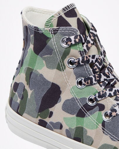 Archive Print Chuck Taylor All Star Écru/Vert piquant/Bois flotté, Reflective View