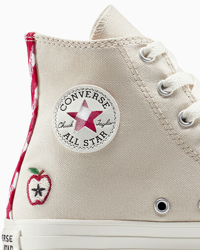 Chuck Taylor All Star Checkered Accents Light Dune/Egret/Red, Detail Angle View