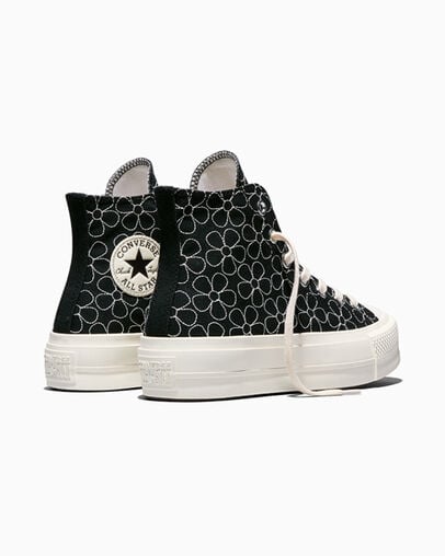 Chuck Taylor All Star Lift Platform Petal Pop Black/Egret/Egret, Heel View