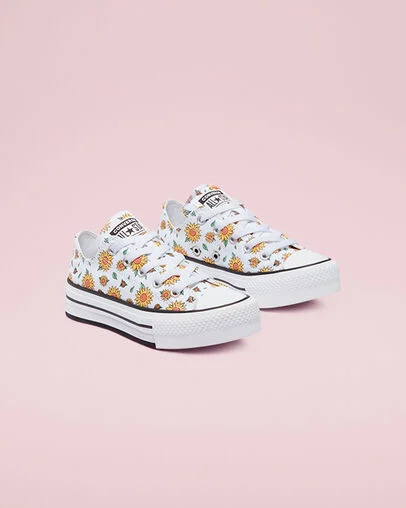 Sunflower EVA Platform Chuck Taylor All Star Blanco/Pulso c&iacute;trico, Angled View