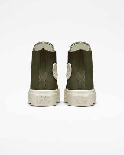 Chuck Taylor All Star Lift Platform Hybrid Texture Cargo Khaki/Egret/Egret, Heel View