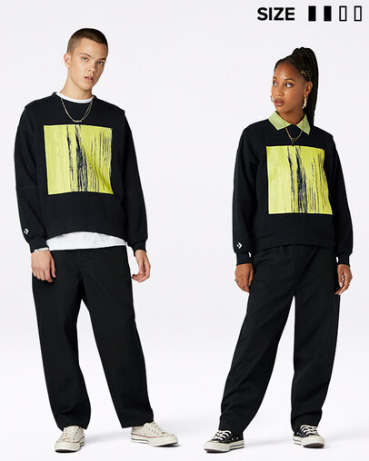 Gender Neutral Converse Shapes Bubble Crew Converse Black, Detail View