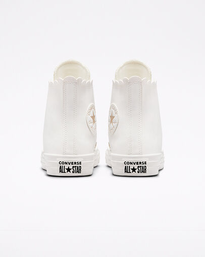 Chuck Taylor All Star Mono White Blanc vintage/Aigrette/Or, Heel View