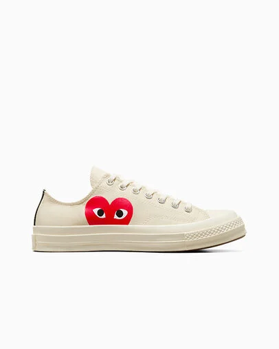 Converse x Comme des Gar&ccedil;ons PLAY Chuck 70 Milk/White/High Risk Red, Outer Side View
