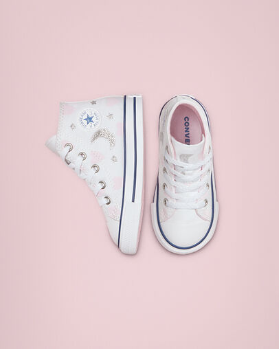 Chuck Taylor All Star My Wish White/Pink/Silver, Top and Side View