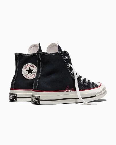 Chuck 70 Valentine's Day Black/Egret/Days Ahead Red, Heel View