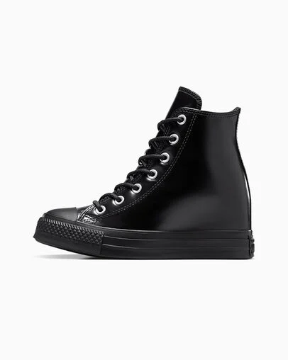 Chuck Taylor All Star Wedge Platform Leather Negro/Negro/Negro, Inner Side View