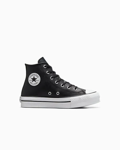 Chuck Taylor All Star EVA Lift Platform Leather Black/Natural Ivory/White, Outer Side View
