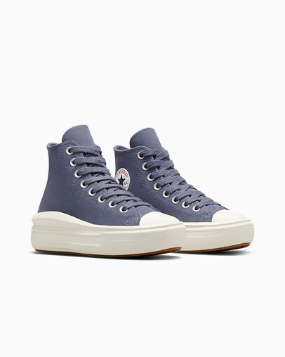 Chuck Taylor All Star Move Platform Suede Lavender Ash/Egret, Top and Side View
