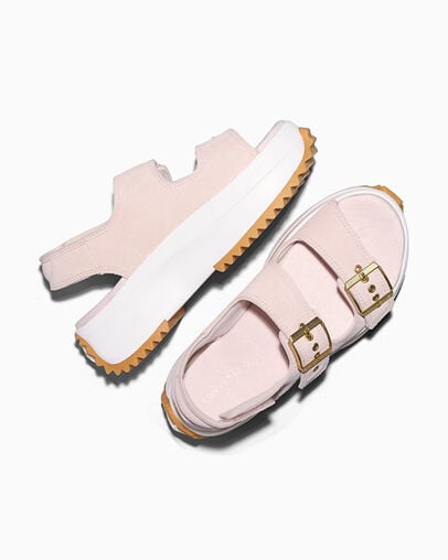 Run Star Sandal Platform Suede Blush Hash/Egret/Gum, Angled View