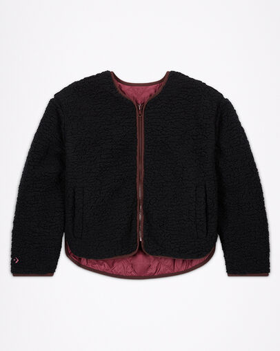 Reversible Sherpa Jacket Converse Black Multi, Full Body View