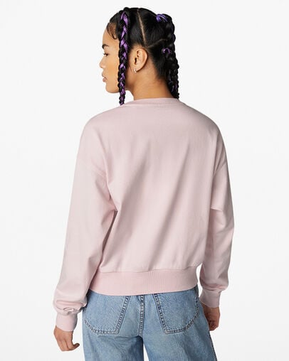 Chuck Taylor Patch Crew Neck Sweatshirt Barely Rose, Back View