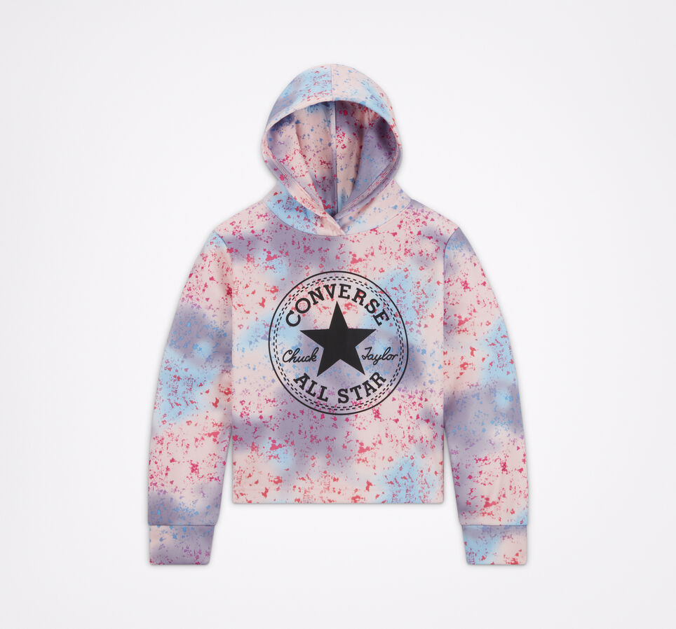 Korte hoodie met print over het gehele oppervlak Storm Pink