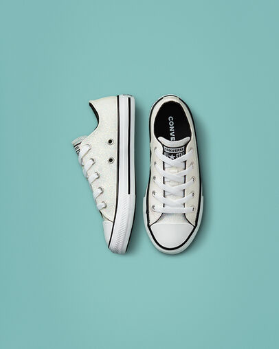 Chuck Taylor All Star Winter Glitter Argent/Noir/Blanc, Top and Side View