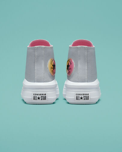 Chuck Taylor All Star Move Platform Gel Patch Gravel/Pink/White, Heel View