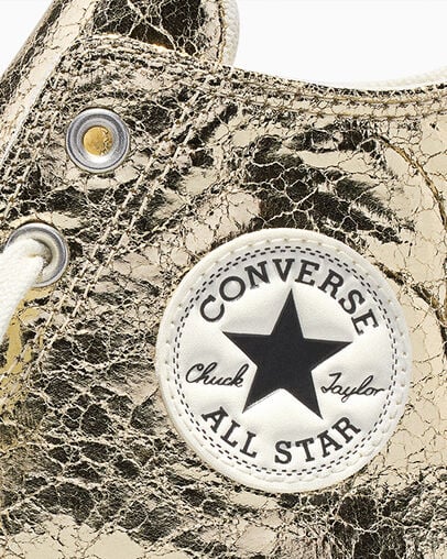 Chuck Taylor All Star Lift Platform Metallic Crackle Metallic Gold/Vintage White, Detail Angle View