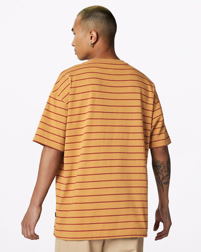 T-shirt &agrave; manches courtes et &agrave; rayures Hybrid World Bl&eacute;, Back View