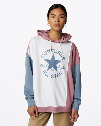 Sudadera con capucha Oversized Color-Blocked Pullover Aura multi rosa, Front View