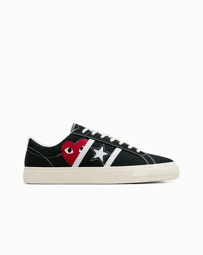 Converse x PLAY Comme des Garçons One Star Academy Pro Black/Egret/Red, Outer Side View