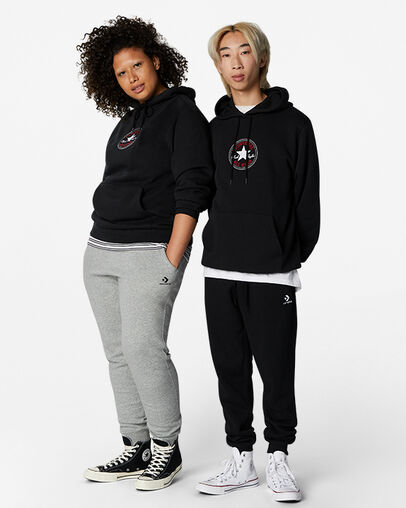 Converse Go-To Chuck Taylor Patch Standard Fit Pullover Hoodie Nero, Back View