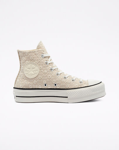 Canvas Broderie Platform Chuck Taylor All Star Farro/Marfil natural, Outer Side View