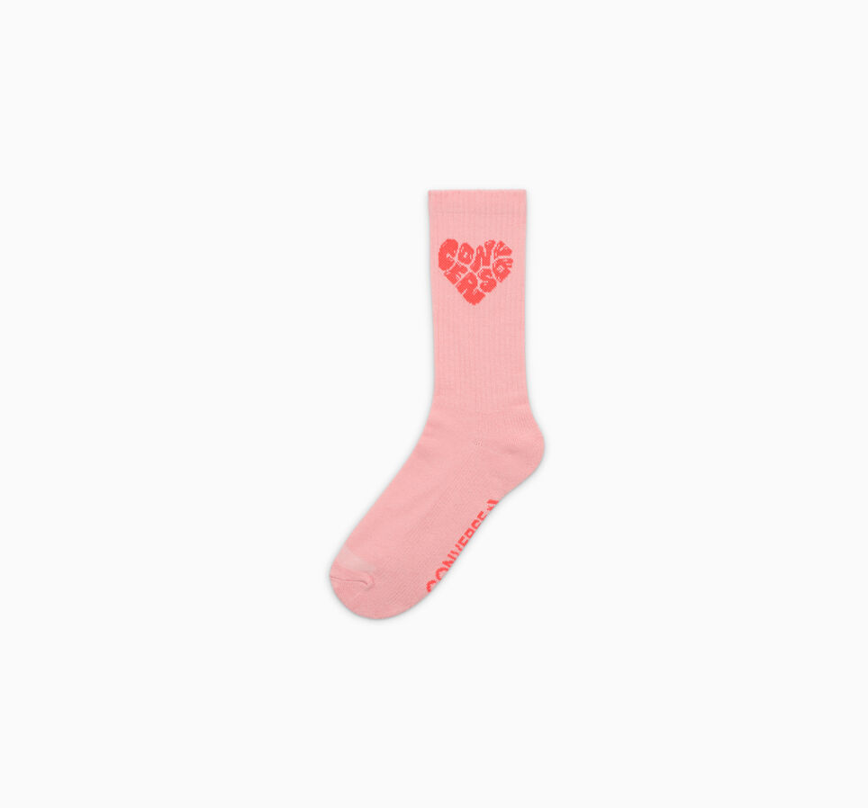 Converse Heart Logo Crew Socks Rose glaçage