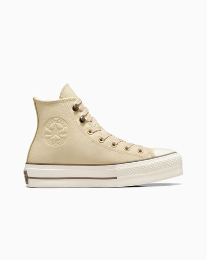 Chuck Tayor All Star Lift Platform Weatherized Leather Glaseado miso/Trufa/Garza, Outer Side View