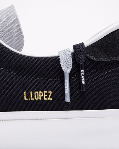 Unisex CONS Louie Lopez Pro Schwarz/Wolf Grey/Wei&szlig;, Detail Angle View