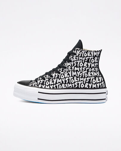 Chuck Taylor All Star Lift Platform My Story Black/Egret/Digital Blue, Inner Side View