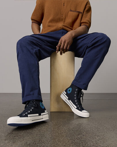 Chuck 70 Hacked Heel Tear Away Black/Iron Grey/Blue, Reflective View