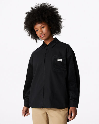 Camiseta Corduroy Layering Negro Converse, Front View