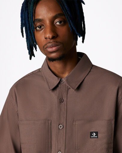 Carpenter Pocket Button Down Shirt met lange mouwen Brazil Nut, Detail View