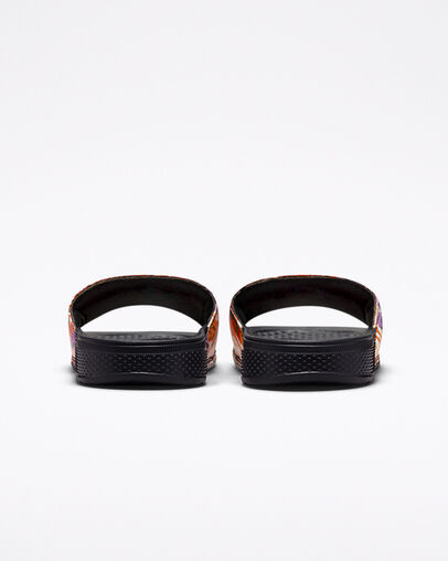 All Star Slide Tropical Florals Black/Light Curry/Beyond Pink, Heel View