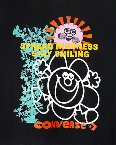 Stay Smiling Vintage Graphic Crew Neck T-Shirt Converse Black