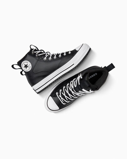 Chuck Taylor All Star Water-Repellent Hiker Boot Black/Black/White, Angled View