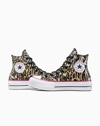 Chuck Taylor All Star Lift Platform Leopard Black/White/Red, Detail Angle View
