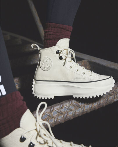 Run Star Hike Platform Leather Egret/Black/White, Detail Angle View