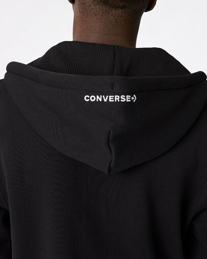 Sudadera con capucha con cremallera completa Utility Fleece Negro Converse, Full Body View