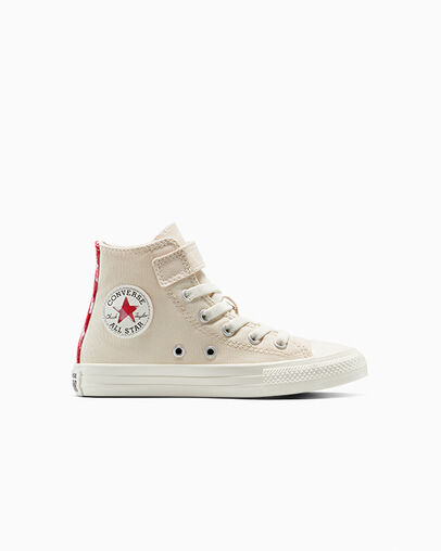 Chuck Taylor All Star Checkered Accents Easy-On Light Dune/Egret/Red, Outer Side View