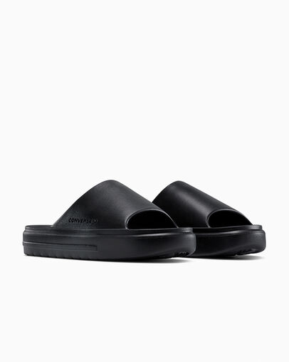 Converse Essential Slide Zwart/Zwart/Zwart, Top and Side View