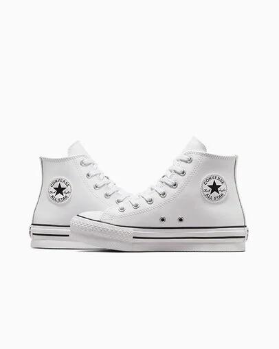 Chuck Taylor All Star Lift Platform Leather Blanco/Marfil natural/Negro, Detail Angle View