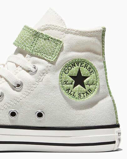 Chuck Taylor All Star Easy-On Dinos Vintage White/Fresh Cut Green/Neon Mantis Green, Detail Angle View