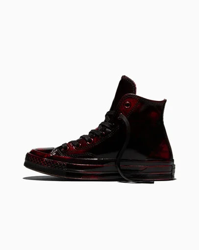 Chuck 70 Glossy Leather Red Black, Inner Side View