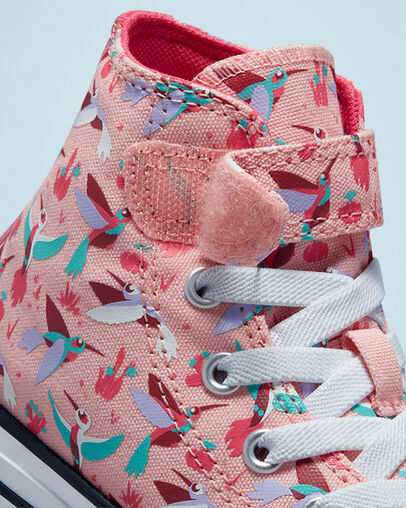 Chuck Taylor All Star Easy-On Bright Hummingbirds Coral decolorado/Mermelada de fresa, Detail Angle View